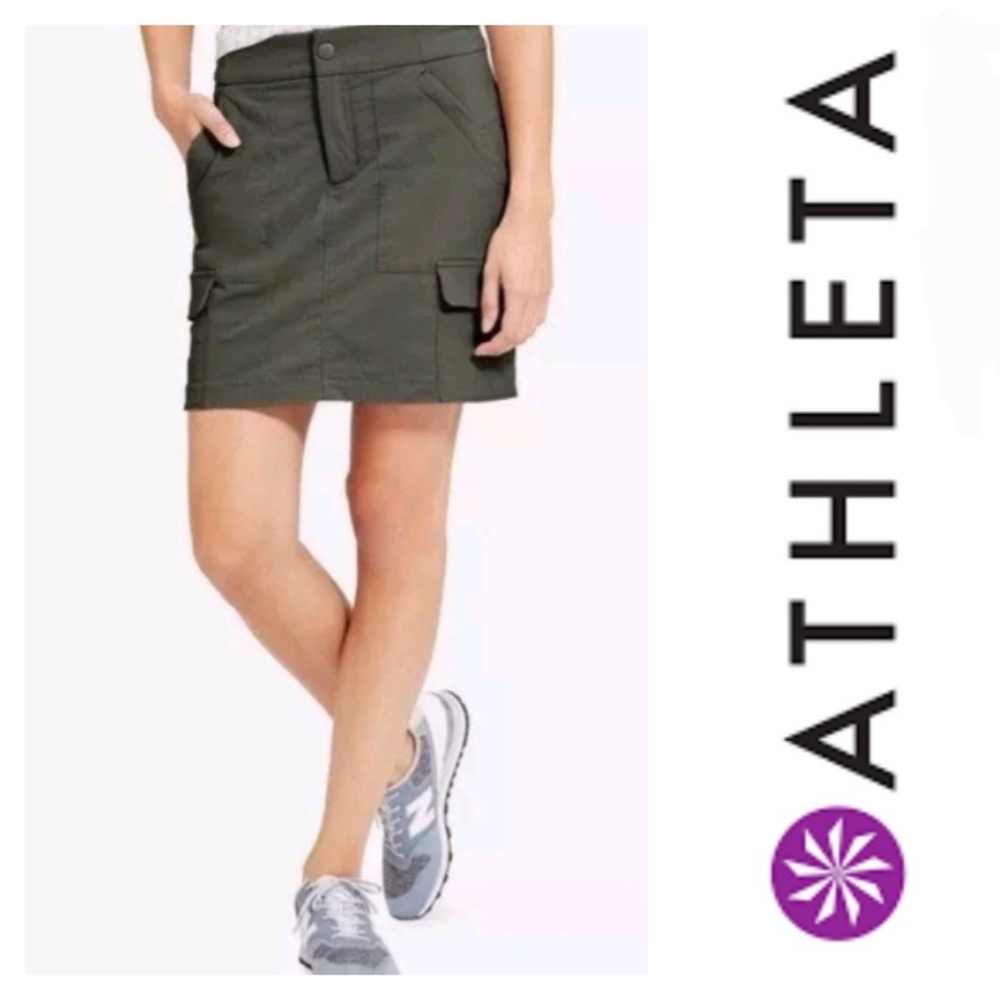 Athleta Trekkie Khaki Olive Green Athletic Skort Skirt Size 0 XS #596354